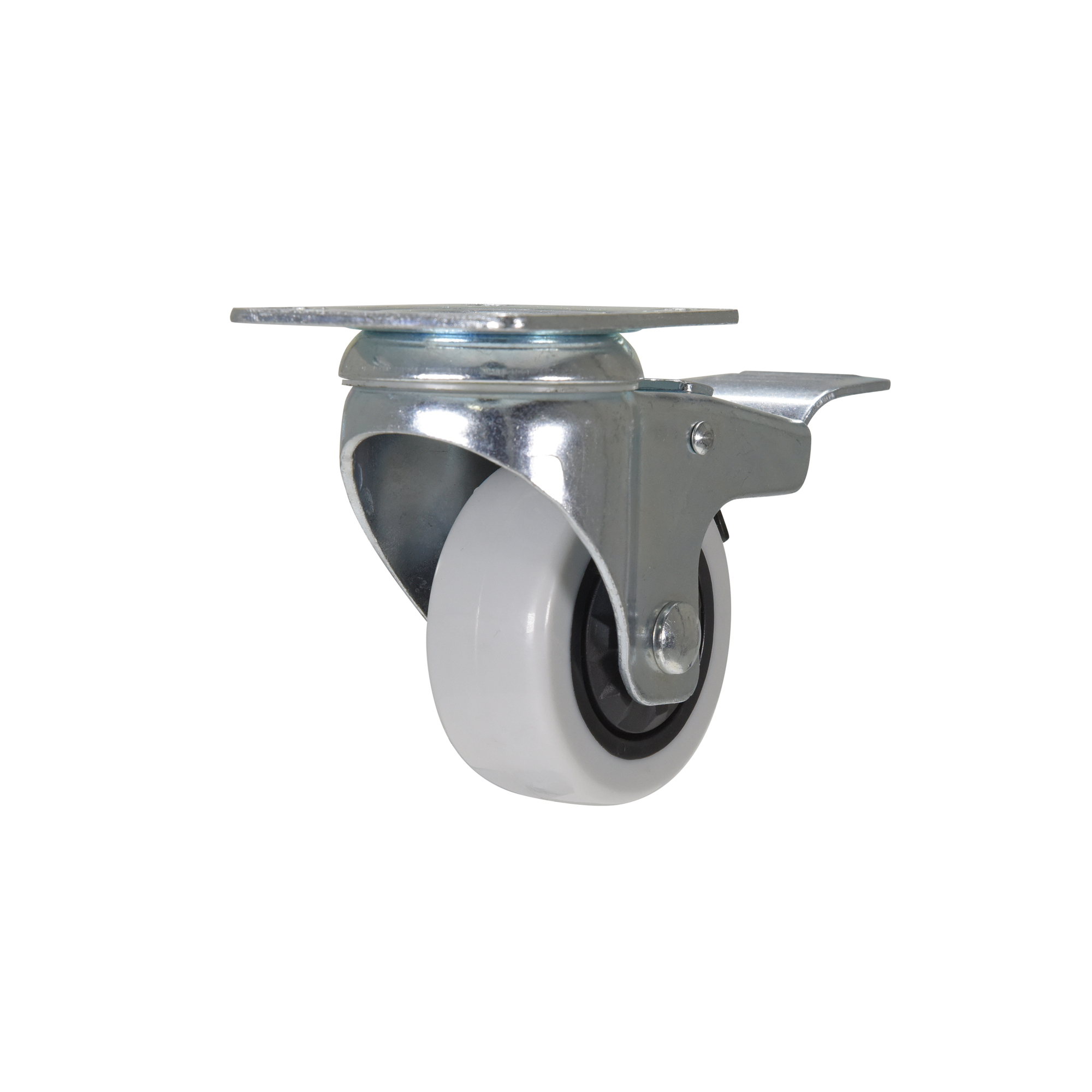 Vestil Poly Swivel Total Brake Caster - 3in. x 1in., 176-Lb. Capacity, Zinc-Plated, Model# CST-B28-3X1PP-SWTB